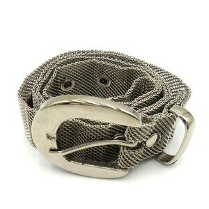 Silver‎ Tone Mesh Belt Womens Size 33 Butterfly Medallions Metallic Buckle